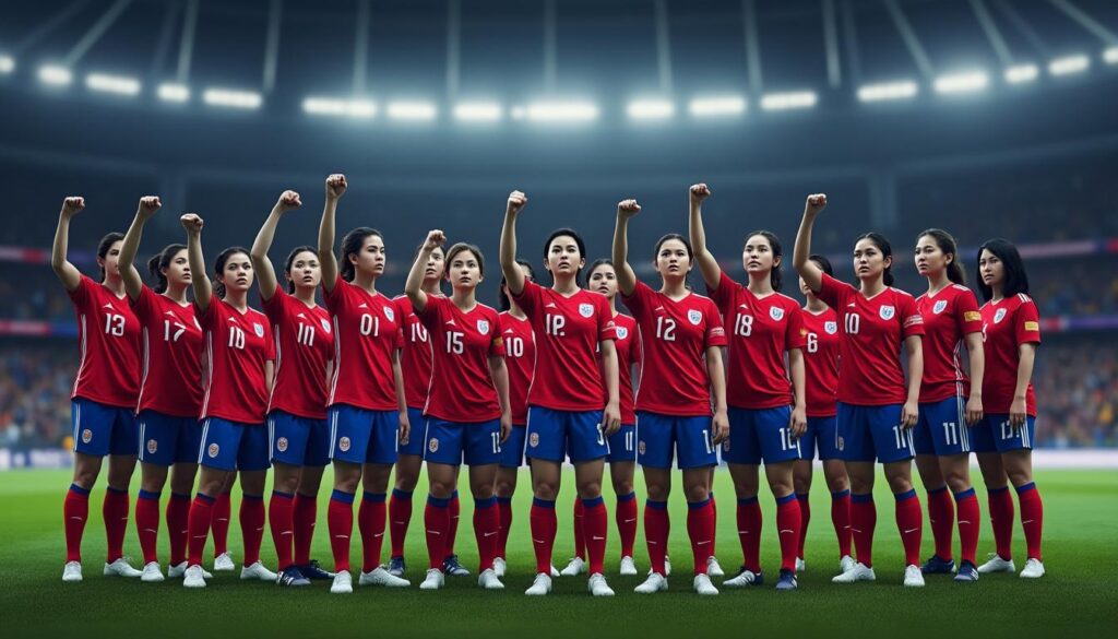 la sélection féminine sud-coréenne de football menace de faire grève pour obtenir des mesures concrètes de la part de la fédération, réclamant plus de reconnaissance et de soutien.